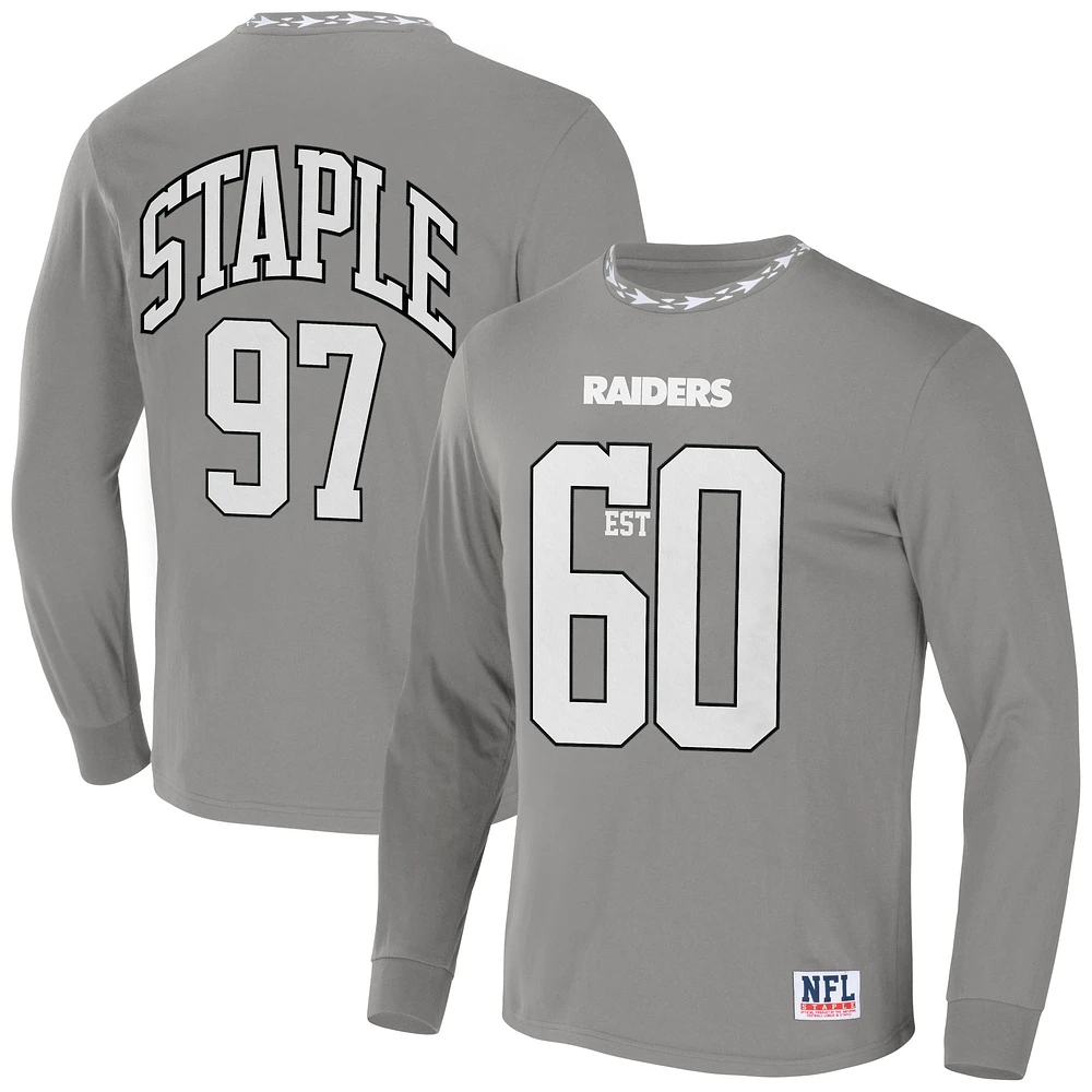 Men's NFL x Staple Gray Las Vegas Raiders Core Team Long Sleeve T-Shirt