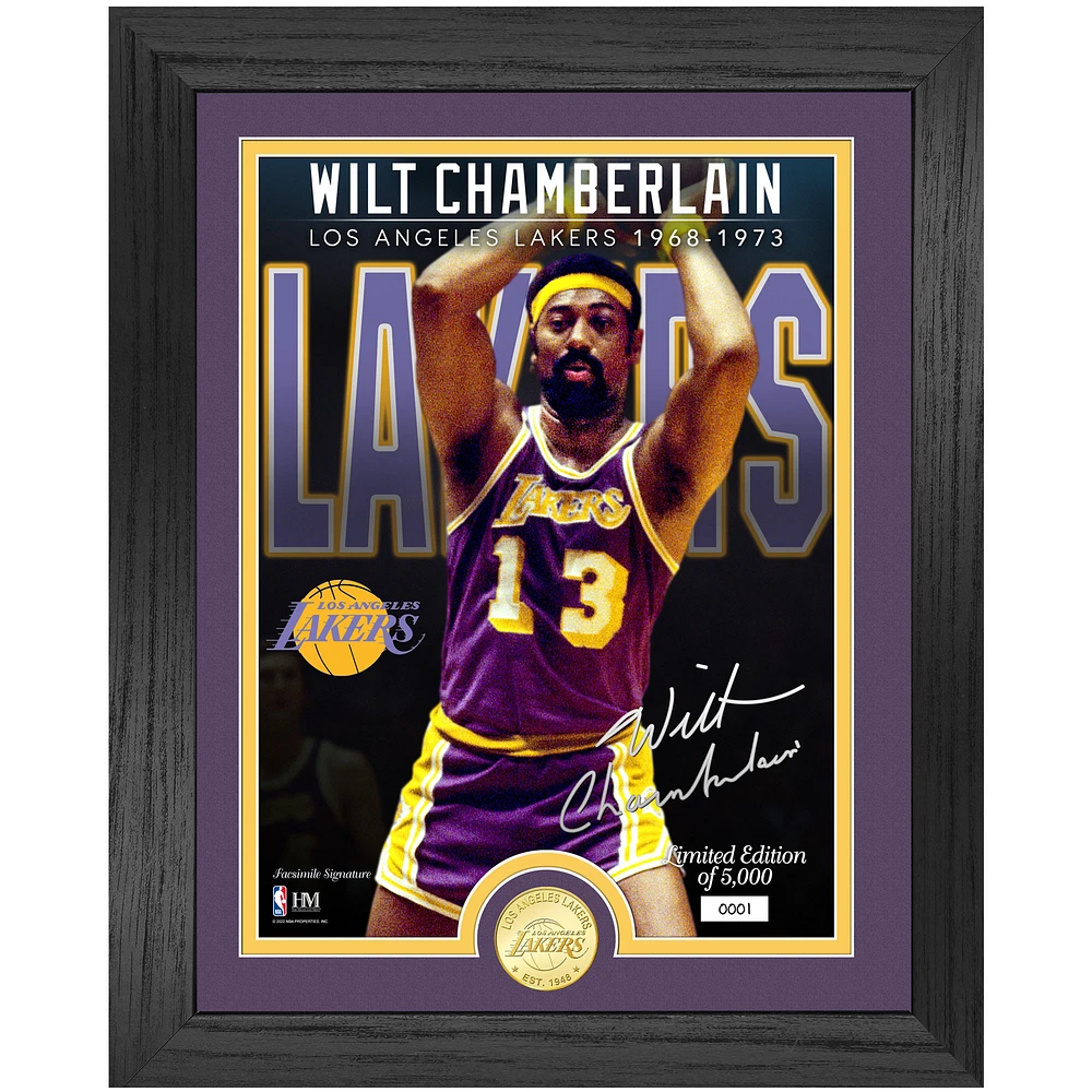 Highland Mint Wilt Chamberlain Los Angeles Lakers 13'' x 16'' NBA Legends Bronze Coin Photo Mint