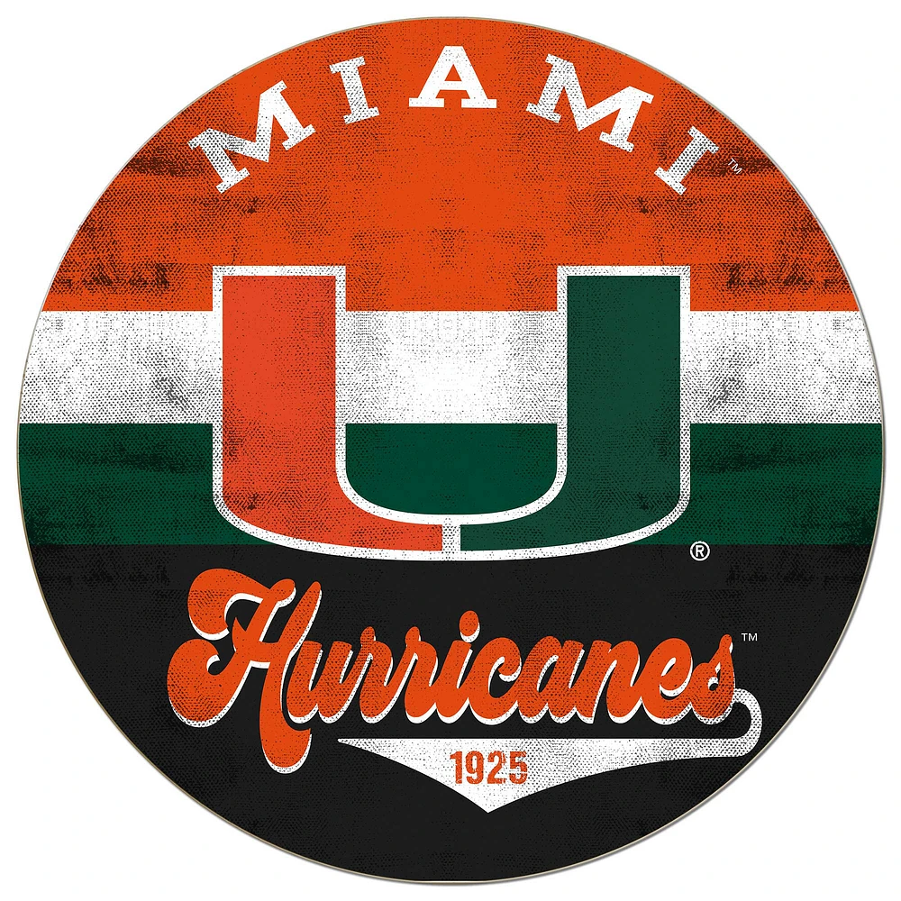 Miami Hurricanes 20'' x 20'' Retro Logo Circle Sign