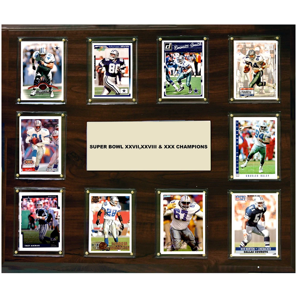 Dallas Cowboys Super Bowl XXVII XXVIII & XXX Champions 15'' x 18'' Plaque