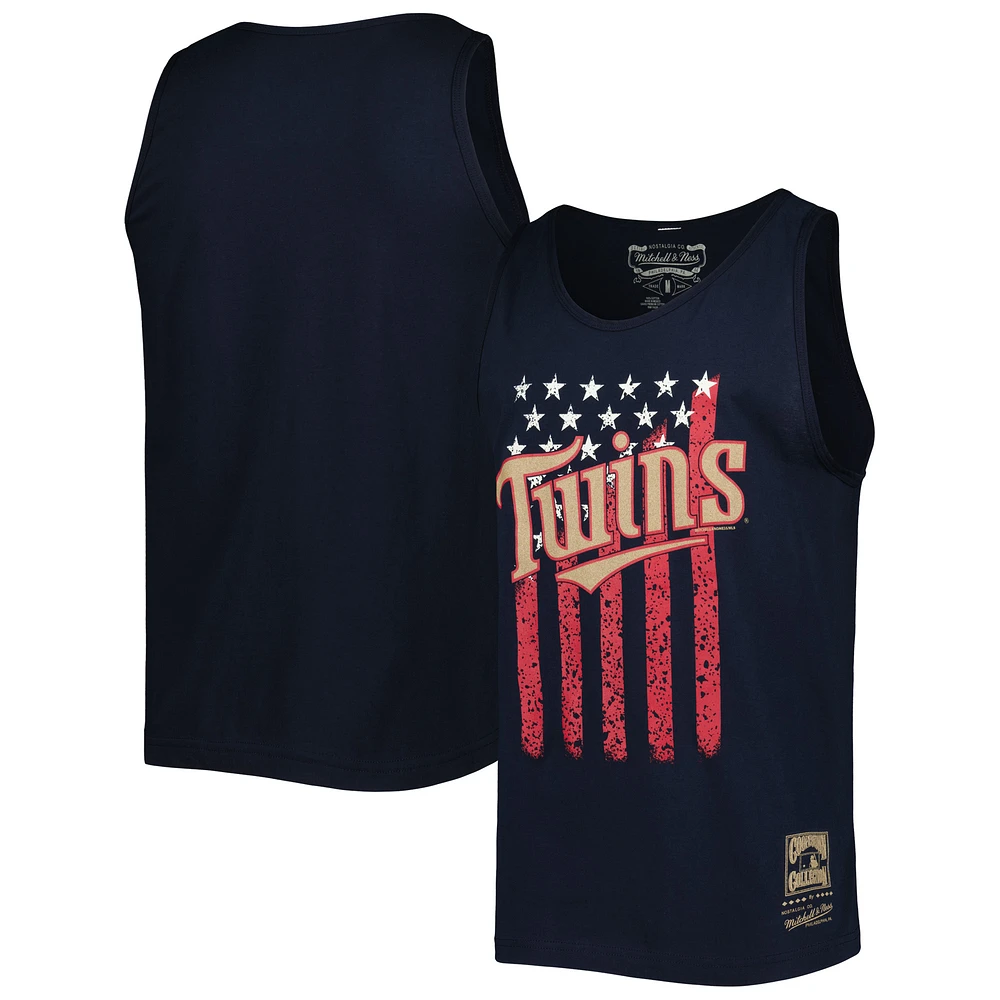 Men's Mitchell & Ness Navy Minnesota Twins Cooperstown Collection Stars and Stripes Tank Top