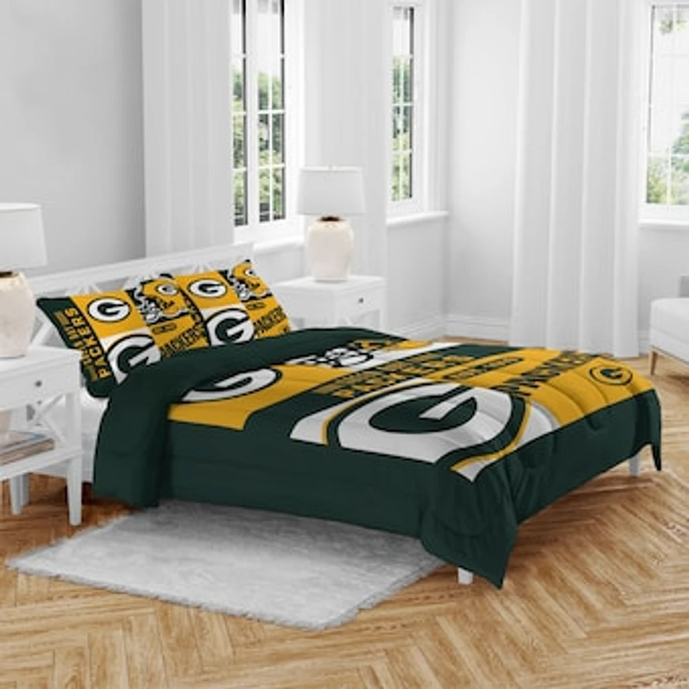 Green Bay Packers Block Logo Three Piece Full/Queen Bed Set
