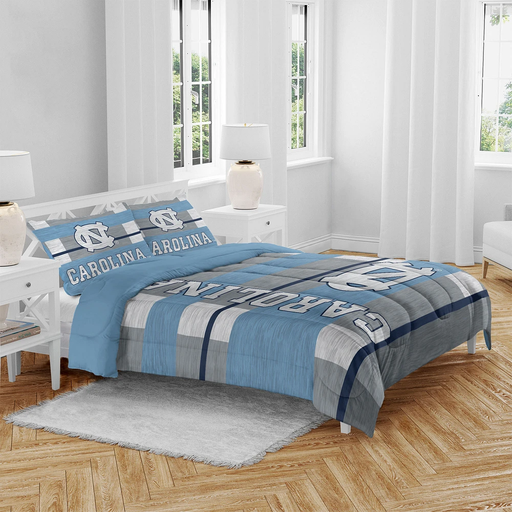 North Carolina Tar Heels Heathered Stripe 3-Piece Full/Queen Bed Set