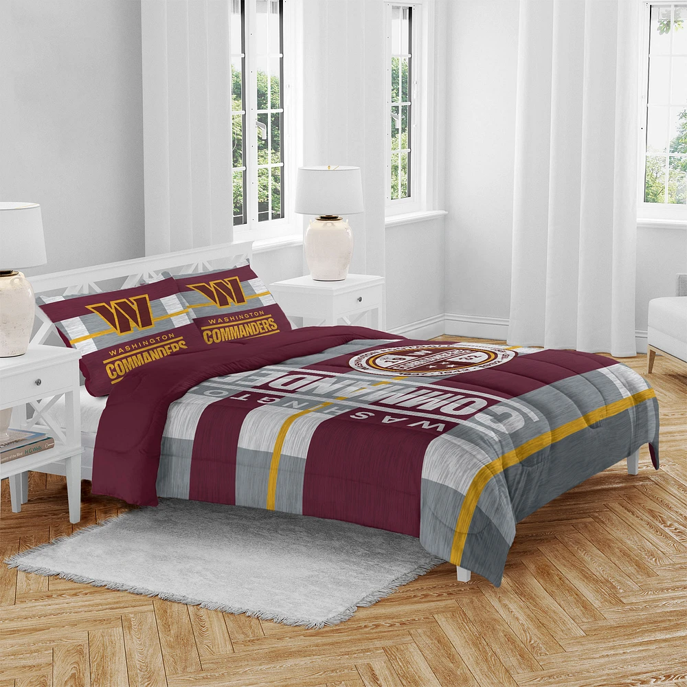 Washington Commanders Heathered Stripe 3-Piece Full/Queen Bed Set