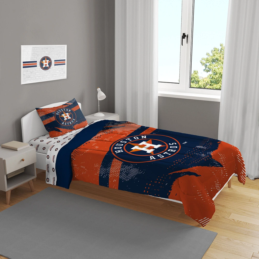 Houston Astros Slanted Stripe 4-Piece Twin Bed Set