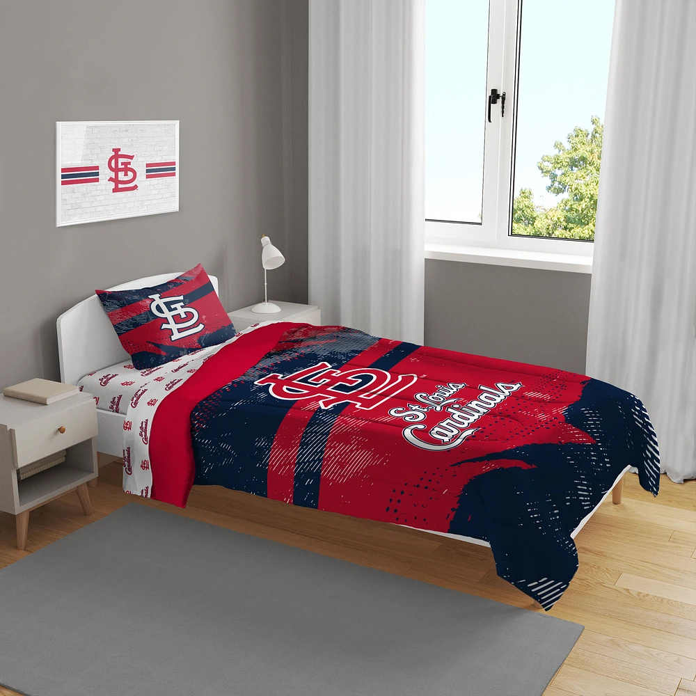 St. Louis Cardinals Slanted Stripe 4-Piece Twin Bed Set