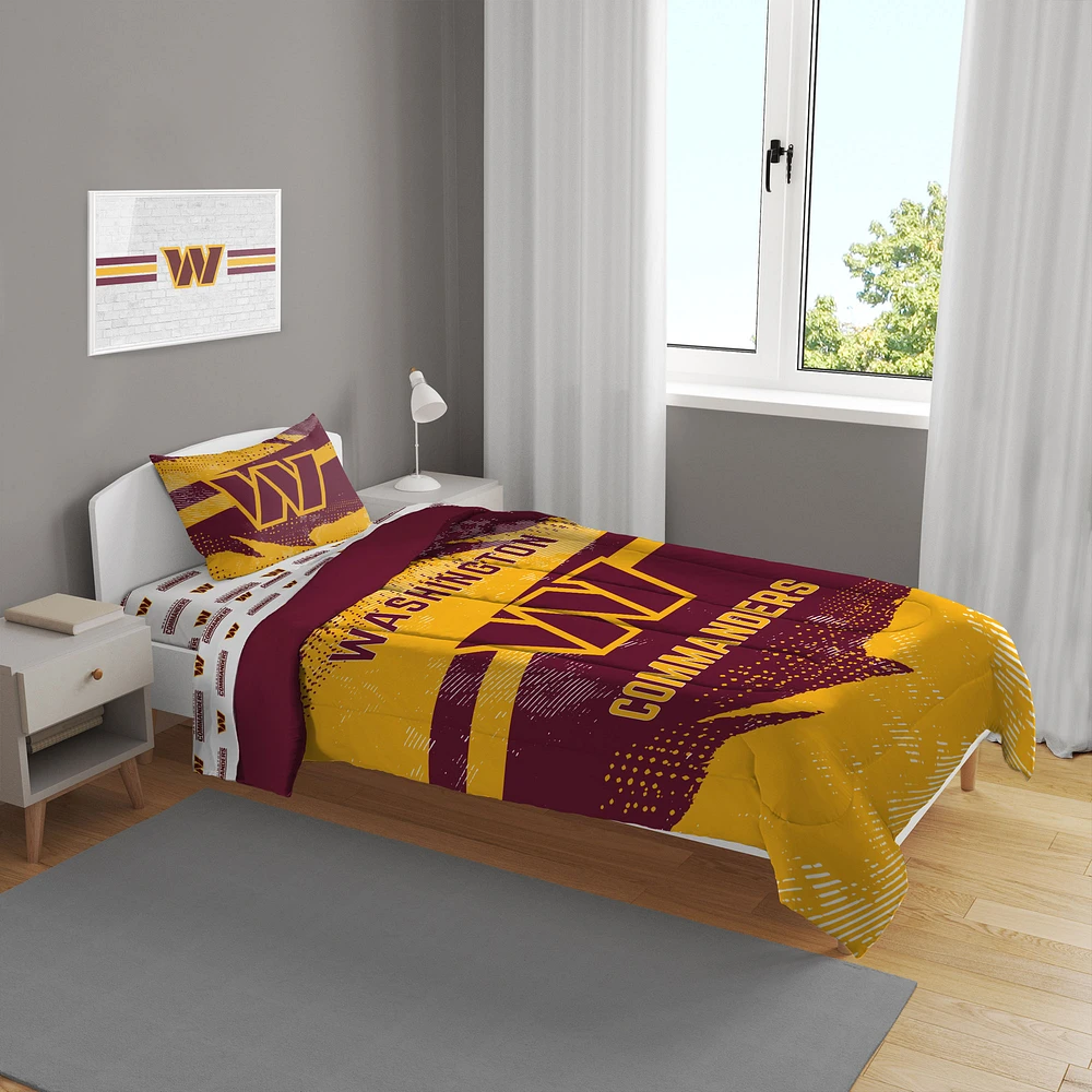 Washington Commanders Slanted Stripe 4-Piece Twin Bed Set