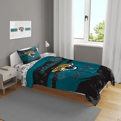 Jacksonville Jaguars Slanted Stripe 4-Piece Twin Bed Set