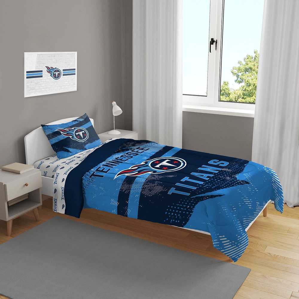Tennessee Titans Slanted Stripe 4-Piece Twin Bed Set
