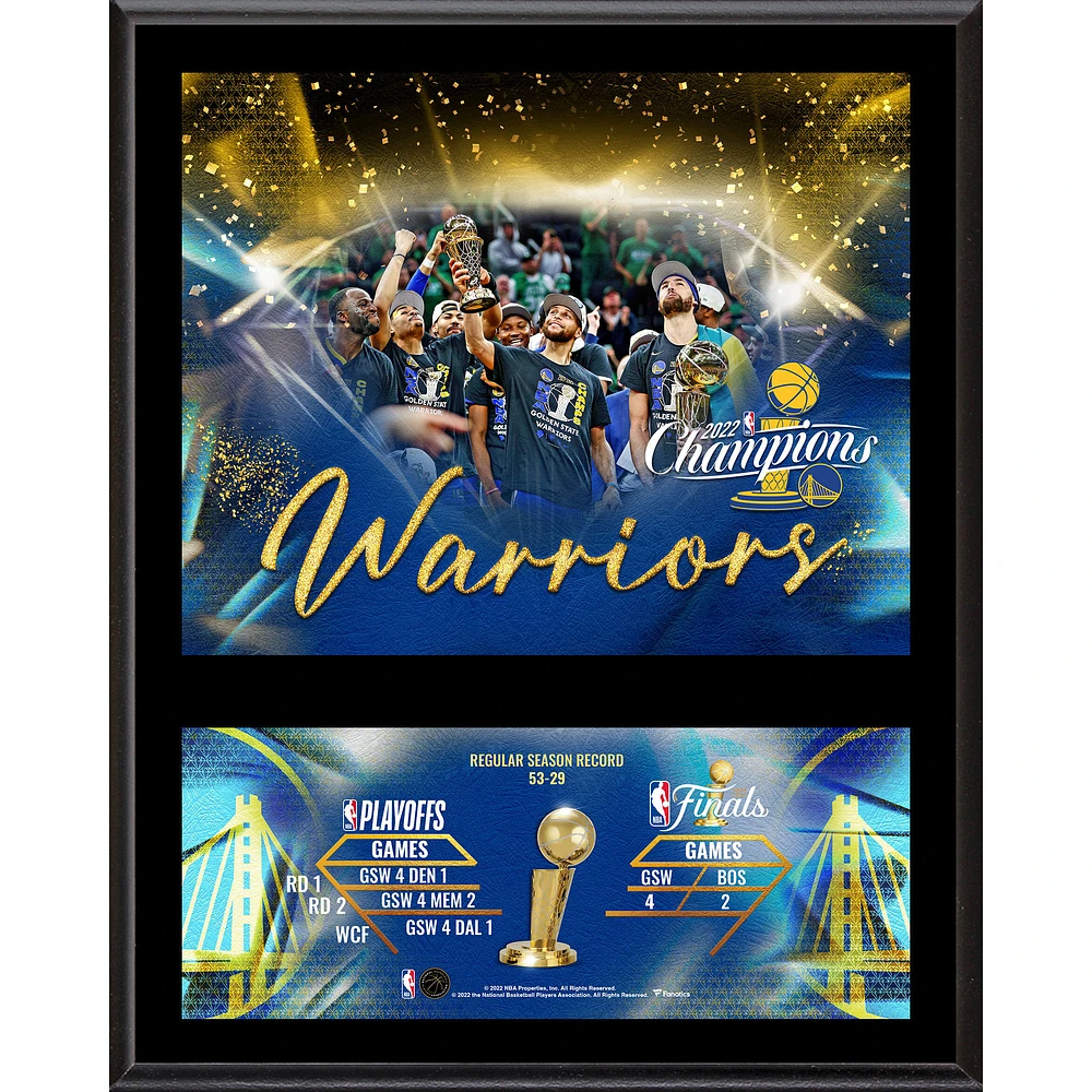 Fanatics Authentic Golden State Warriors 2022 NBA Finals Champions 12'' x 15'' Team Sublimated Plaque