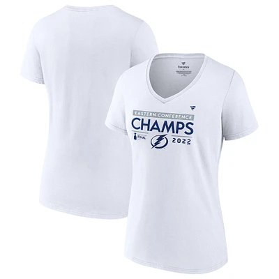 Women's Fanatics White Tampa Bay Lightning 2022 Eastern Conference Champions Plus Size Locker Room V-Neck T-Shirt