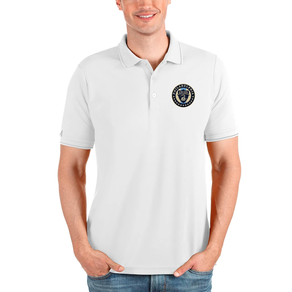 Men's Antigua White Philadelphia Union Solid Pique Polo