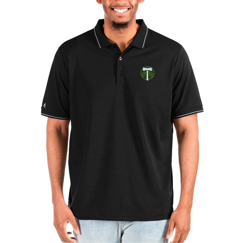 Men's Antigua Black Portland Timbers Solid Pique Polo