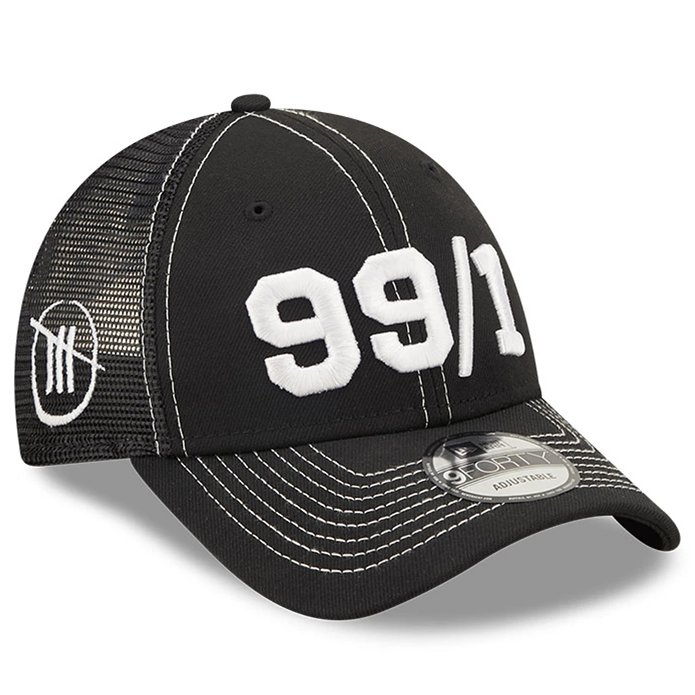 Men's New Era Black TRACKHOUSE RACING 99/1 9FORTY Snapback Adjustable Trucker Hat