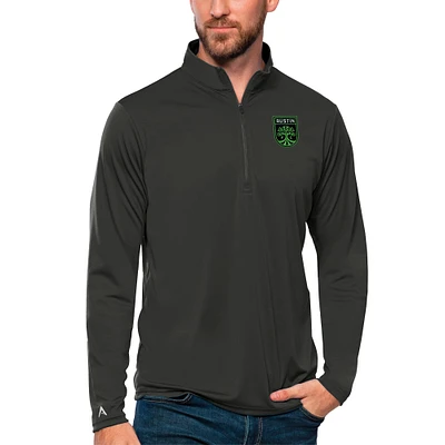 Men's Antigua Charcoal Austin FC Tribute Quarter-Zip Pullover Top