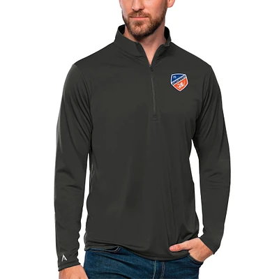 Men's Antigua Charcoal FC Cincinnati Tribute Quarter-Zip Pullover Top