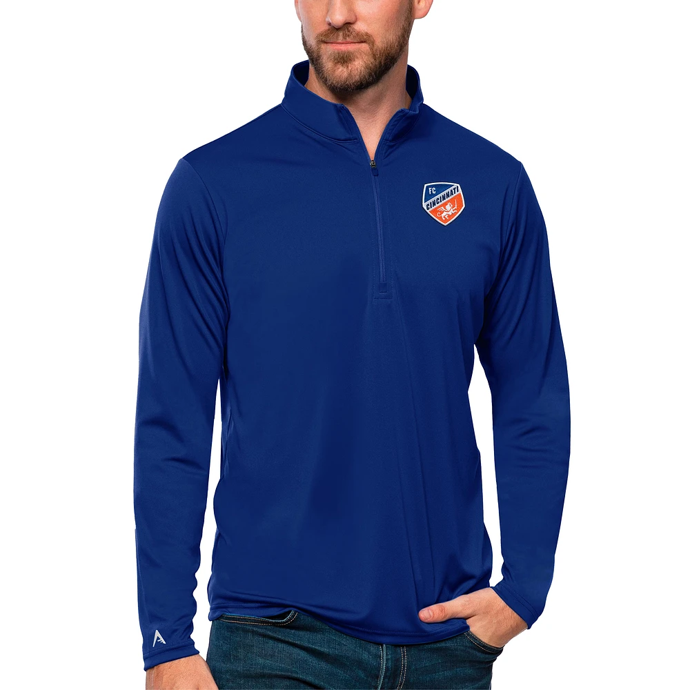 Men's Antigua Royal FC Cincinnati Tribute Quarter-Zip Pullover Top
