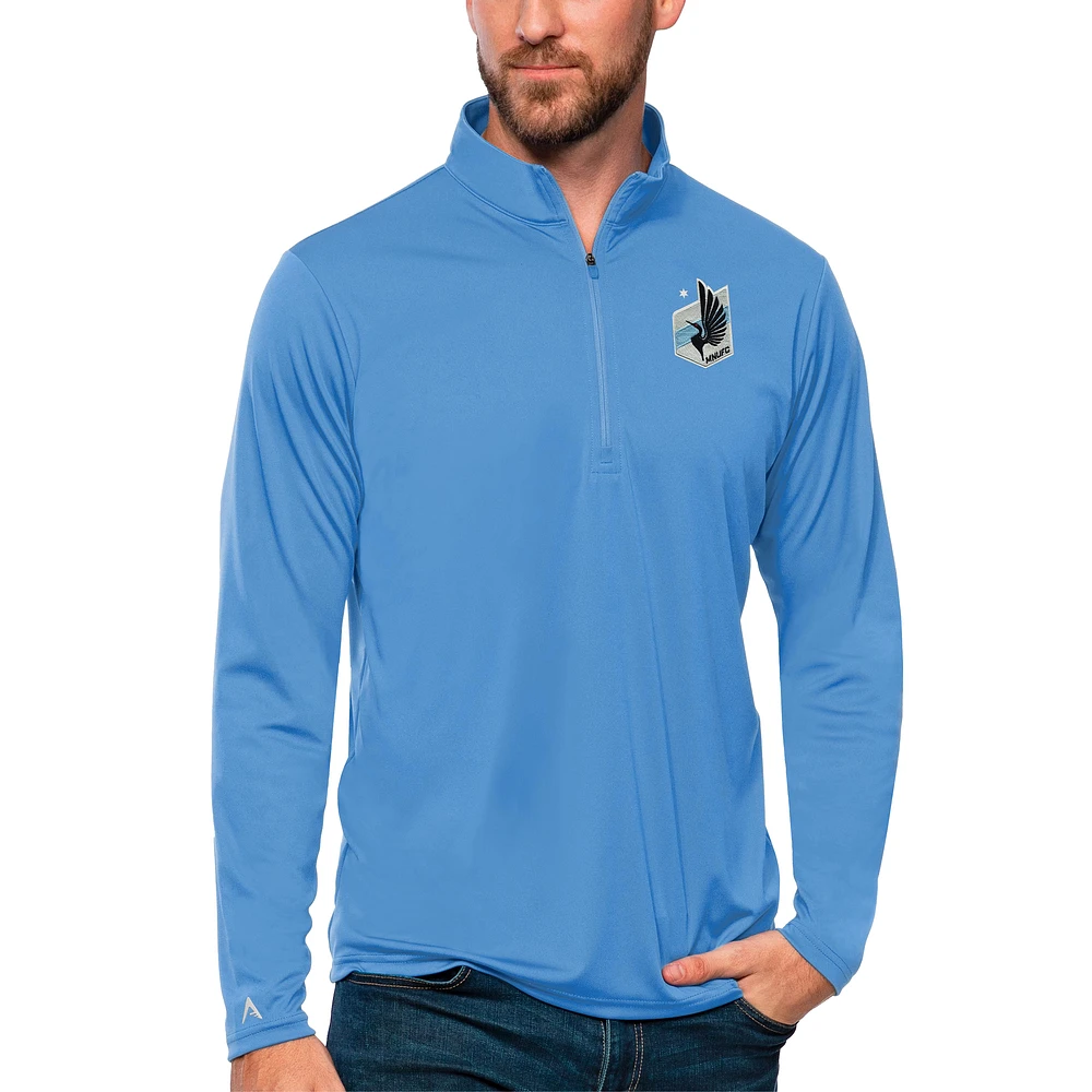 Men's Antigua Light Blue Minnesota United FC Tribute Quarter-Zip Pullover Top