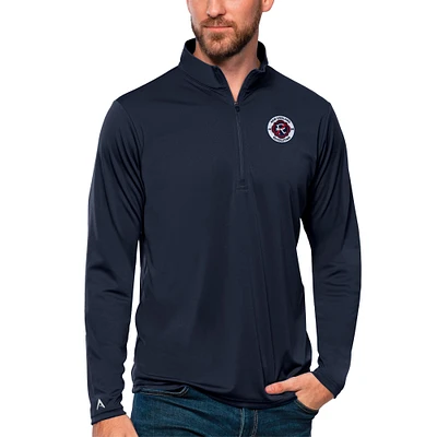 Men's Antigua Navy New England Revolution Tribute Quarter-Zip Pullover Top