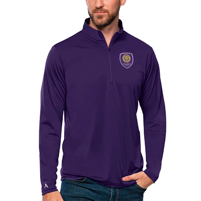 Men's Antigua Purple Orlando City SC Tribute Quarter-Zip Pullover Top