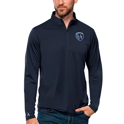 Men's Antigua Navy Sporting Kansas City Tribute Quarter-Zip Pullover Top