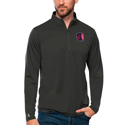 Men's Antigua Charcoal St. Louis City SC Tribute Quarter-Zip Pullover Top