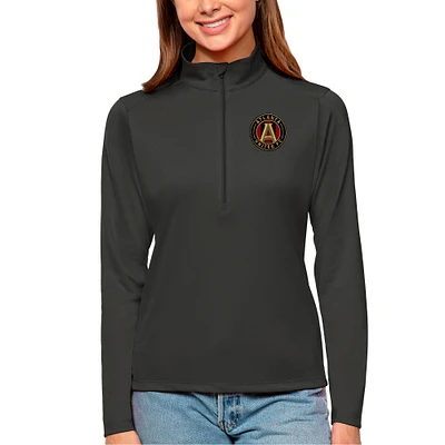 Women's Antigua Charcoal Atlanta United FC Tribute Quarter-Zip Pullover Top
