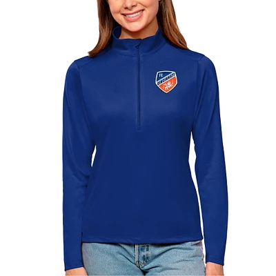 Women's Antigua Royal FC Cincinnati Tribute Quarter-Zip Pullover Top
