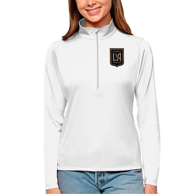 Women's Antigua White LAFC Tribute Quarter-Zip Pullover Top