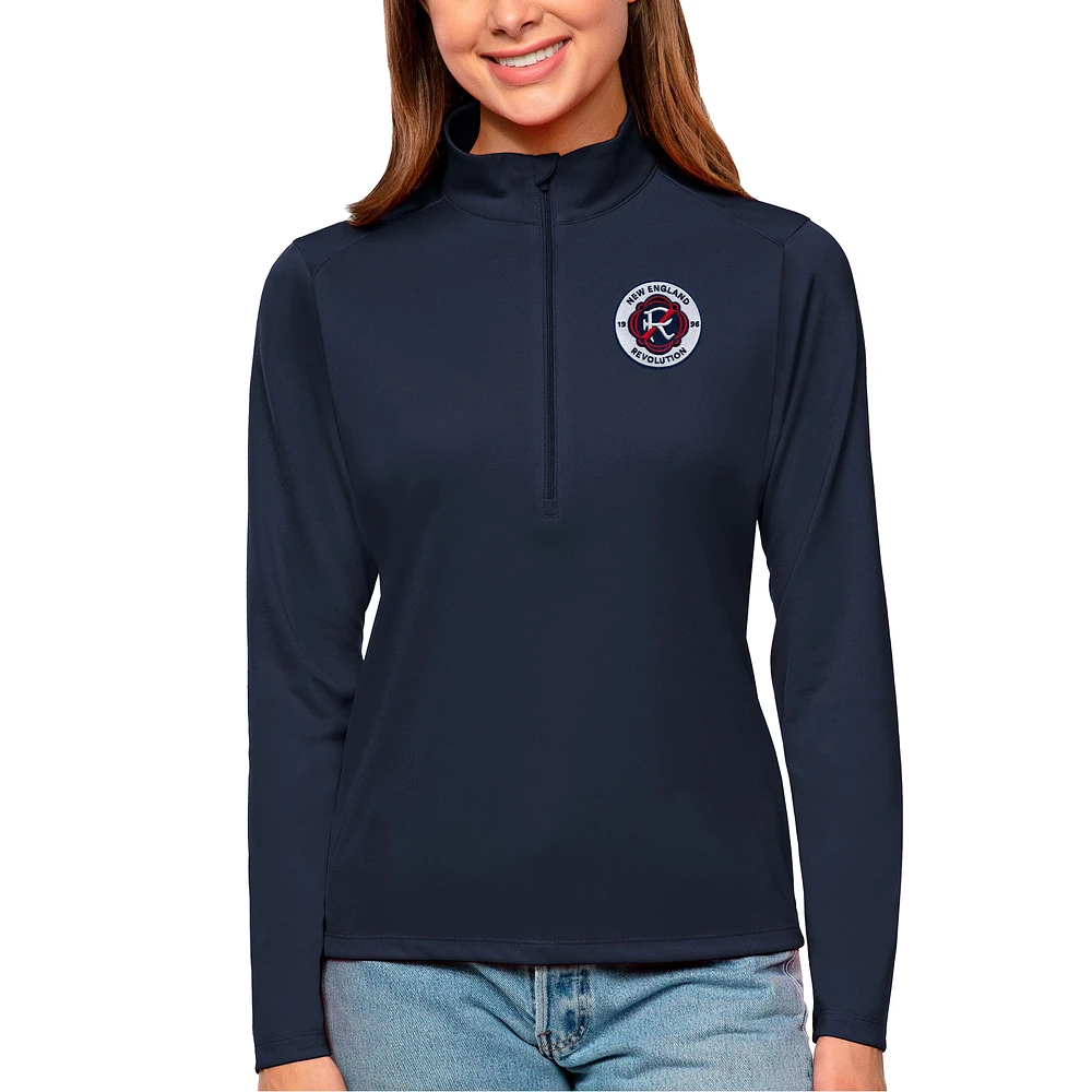 Women's Antigua Navy New England Revolution Tribute Quarter-Zip Pullover Top