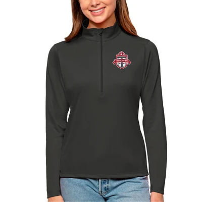Women's Antigua Charcoal Toronto FC Tribute Quarter-Zip Pullover Top