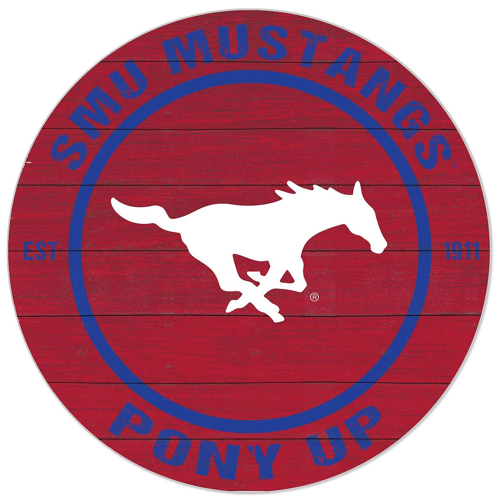 Red SMU Mustangs 20'' x 20'' Indoor/Outdoor Circle Sign