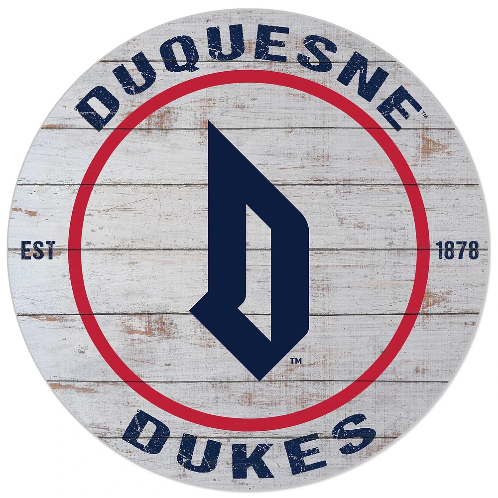 White Duquesne Dukes 20'' x 20'' Indoor/Outdoor Weathered Circle Sign