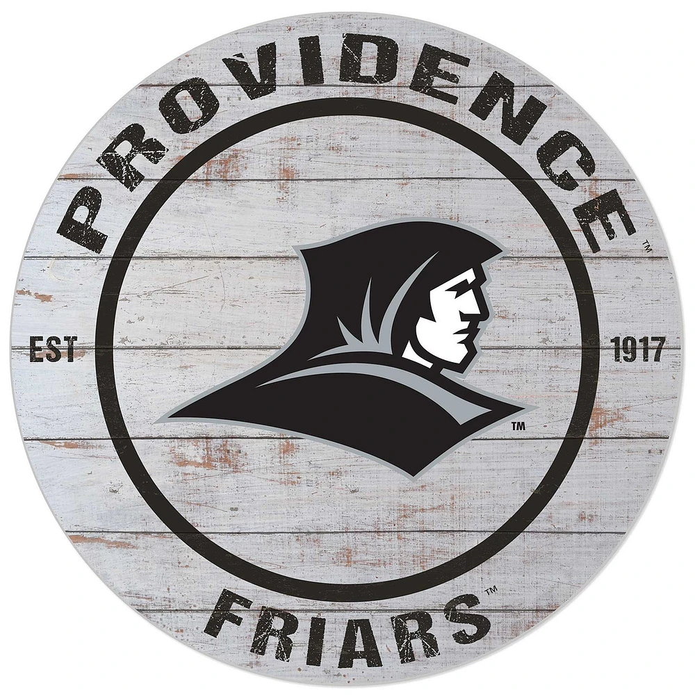 White Providence Friars 20'' x 20'' Indoor/Outdoor Weathered Circle Sign