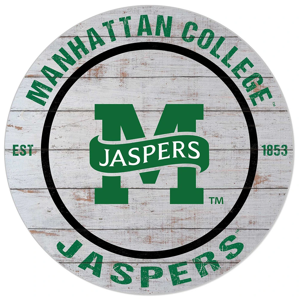 White Manhattan Jaspers 20'' x 20'' Indoor/Outdoor Weathered Circle Sign