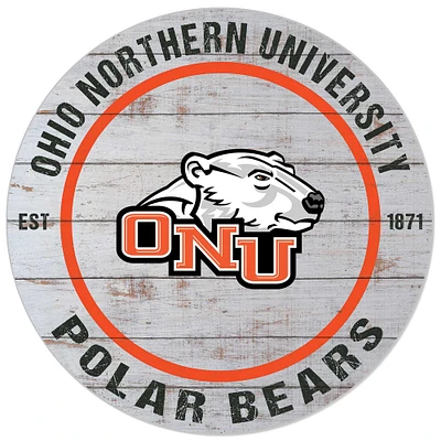 White Ohio Northern Polar Bears 20'' x 20'' Indoor/Outdoor Weathered Circle Sign