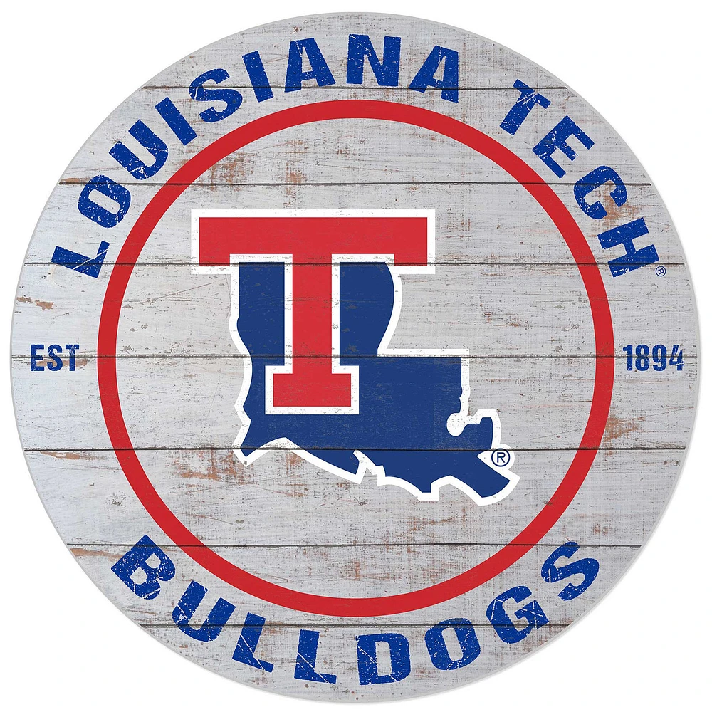 White Louisiana Tech Bulldogs 20'' x 20'' Indoor/Outdoor Weathered Circle Sign