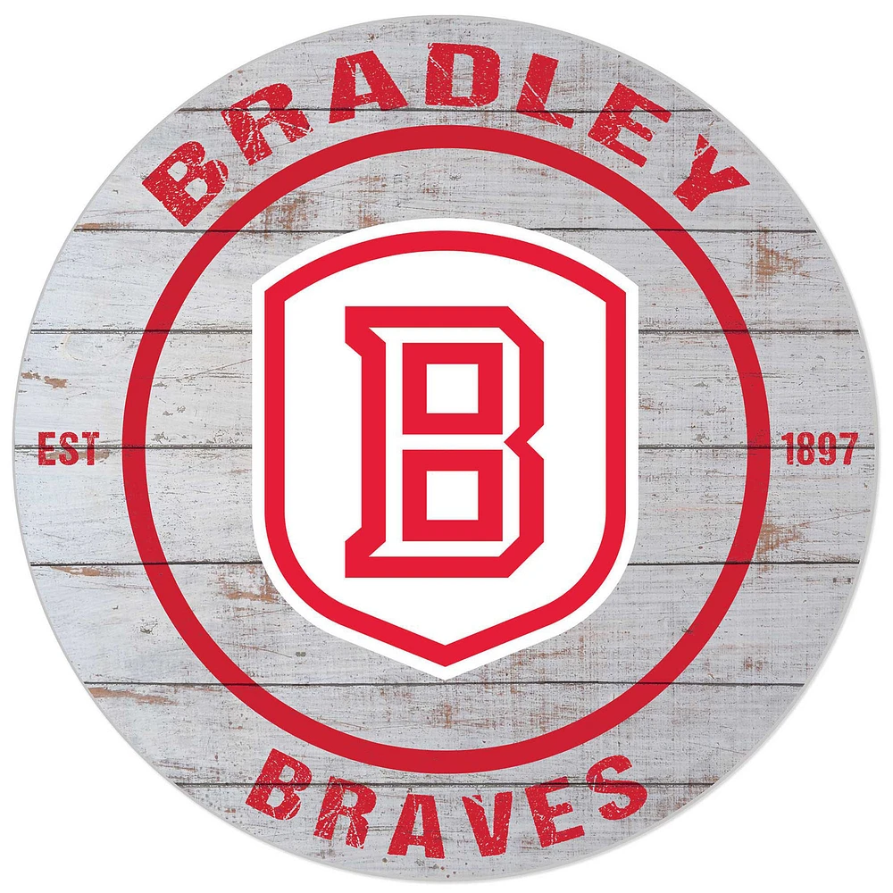 White Bradley Braves 20'' x 20'' Indoor/Outdoor Weathered Circle Sign