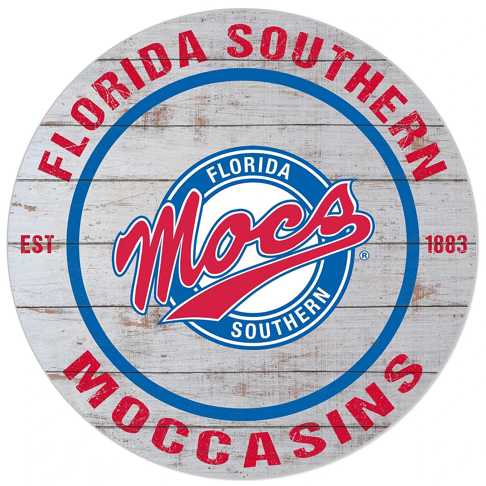 White Florida Southern Moccasins 20'' x 20'' Indoor/Outdoor Weathered Circle Sign