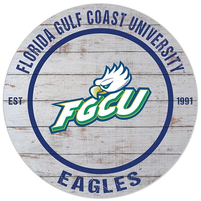 White Florida Gulf Coast Eagles 20'' x 20'' Indoor/Outdoor Weathered Circle Sign