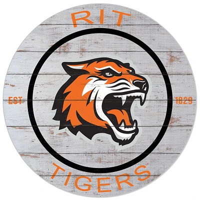 White Rochester Institute of Technology Tigers 20'' x 20'' Indoor/Outdoor Weathered Circle Sign