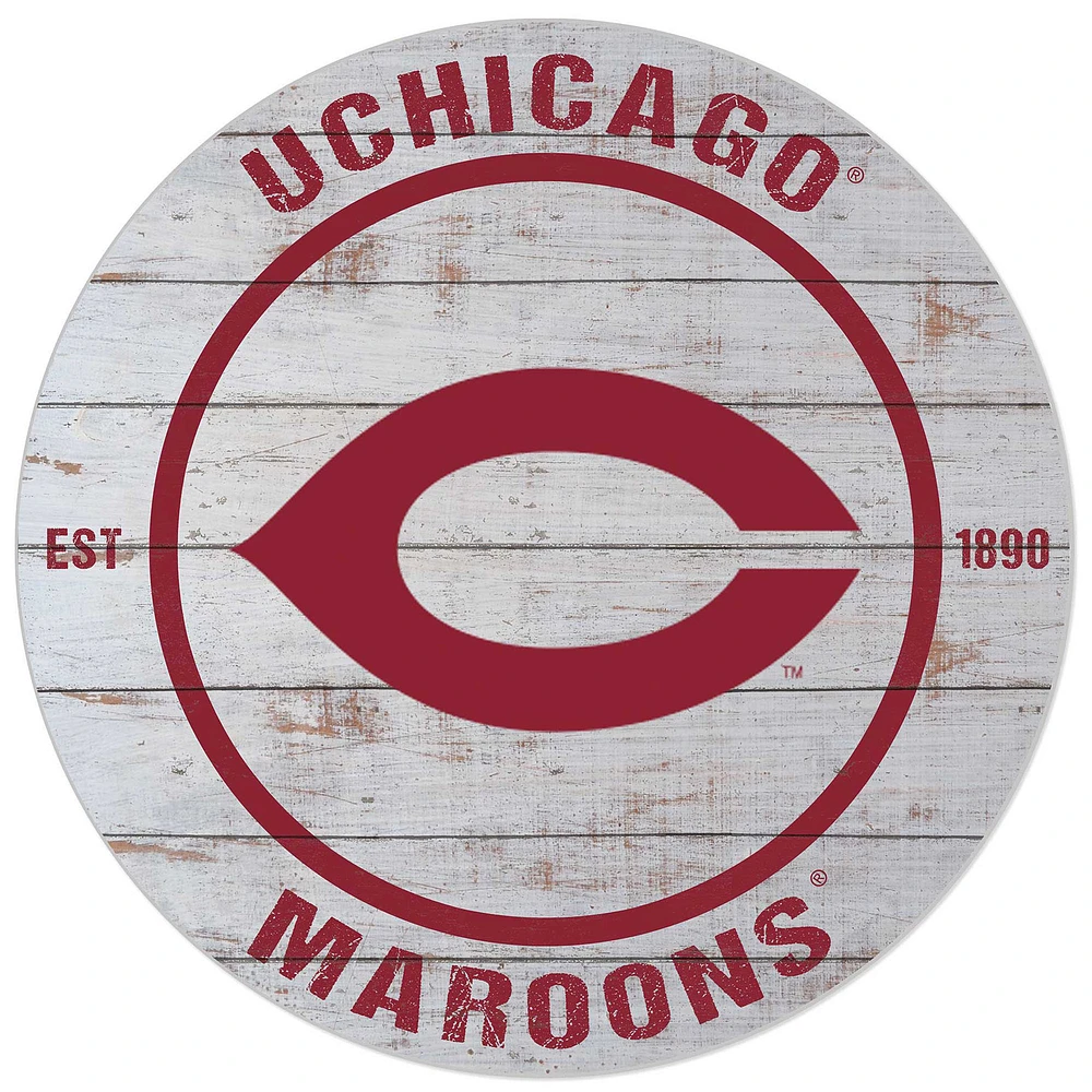 White UChicago Maroons 20'' x 20'' Indoor/Outdoor Weathered Circle Sign