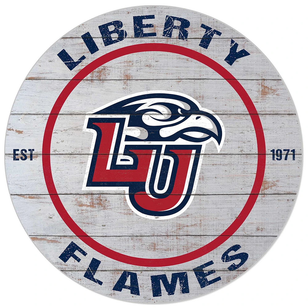 White Liberty Flames 20'' x 20'' Indoor/Outdoor Weathered Circle Sign