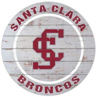 White Santa Clara Broncos 20'' x 20'' Indoor/Outdoor Weathered Circle Sign