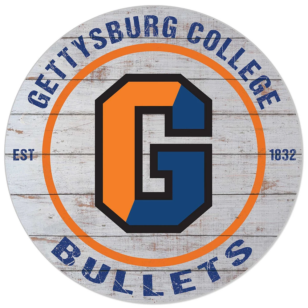 White Gettysburg Bullets 20'' x 20'' Indoor/Outdoor Weathered Circle Sign
