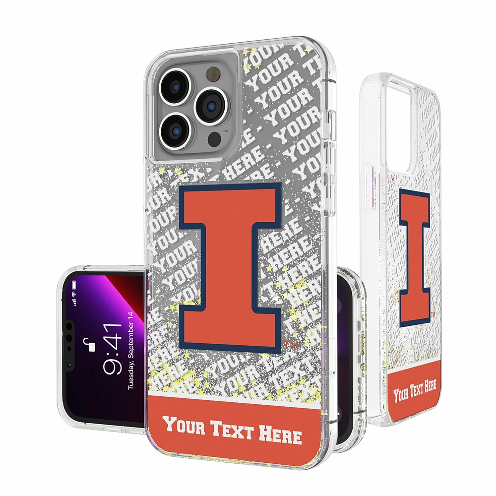 Illinois Fighting Illini iPhone Endzone Personalized Glitter Case