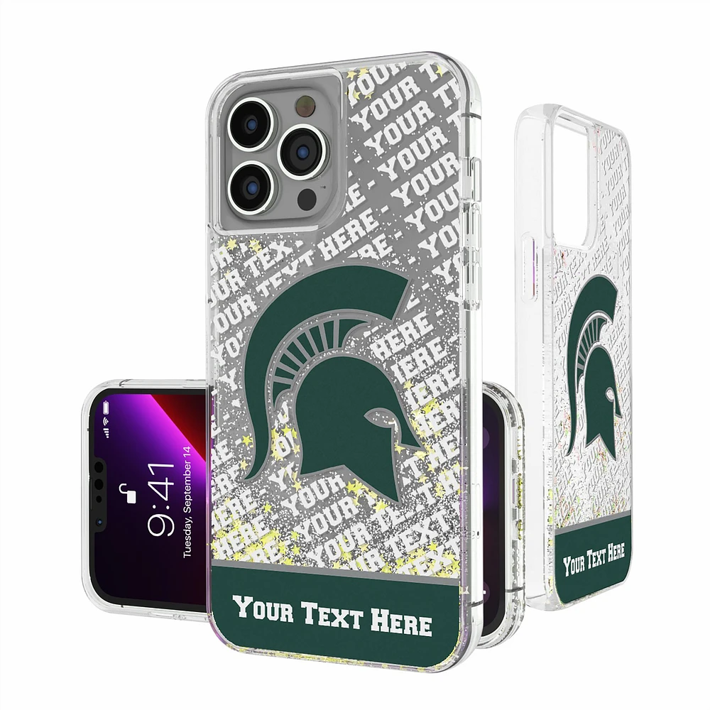 Michigan State Spartans iPhone Endzone Personalized Glitter Case