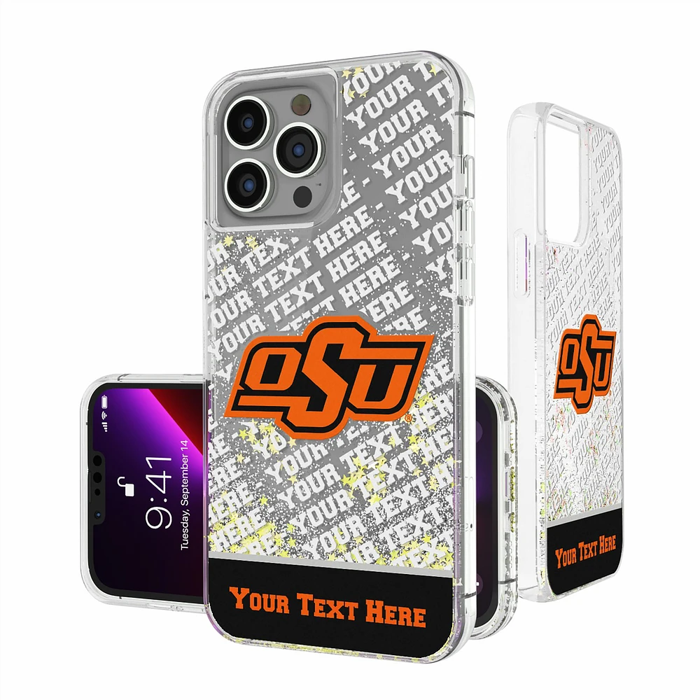 Oklahoma State Cowboys iPhone Endzone Personalized Glitter Case