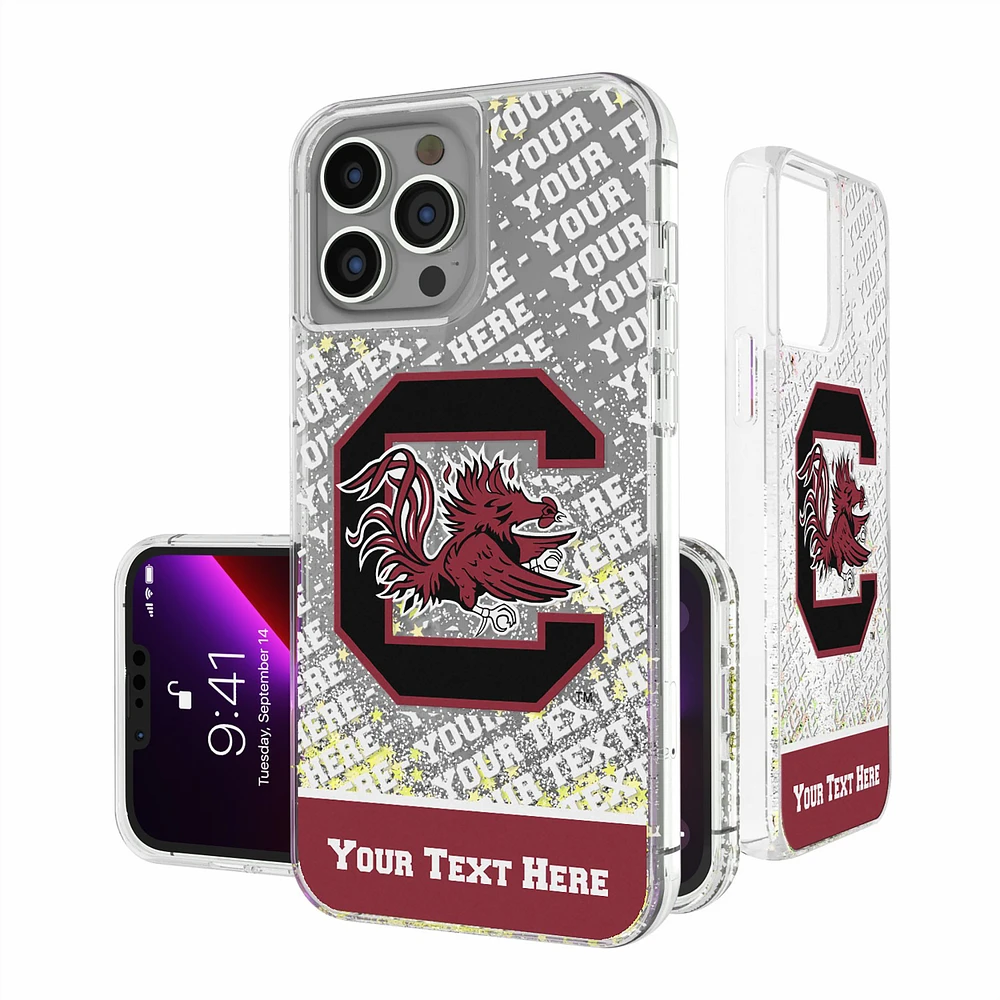 South Carolina Gamecocks iPhone Endzone Personalized Glitter Case