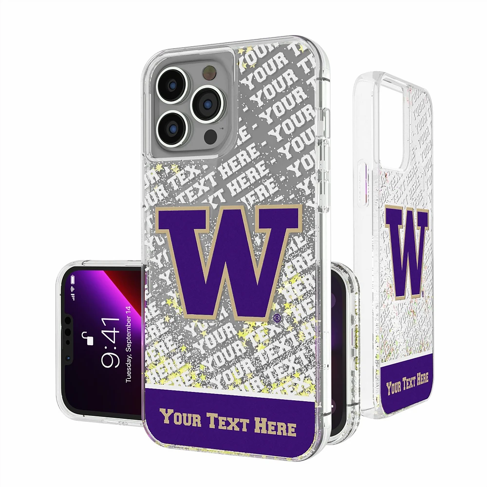 Washington Huskies iPhone Endzone Personalized Glitter Case